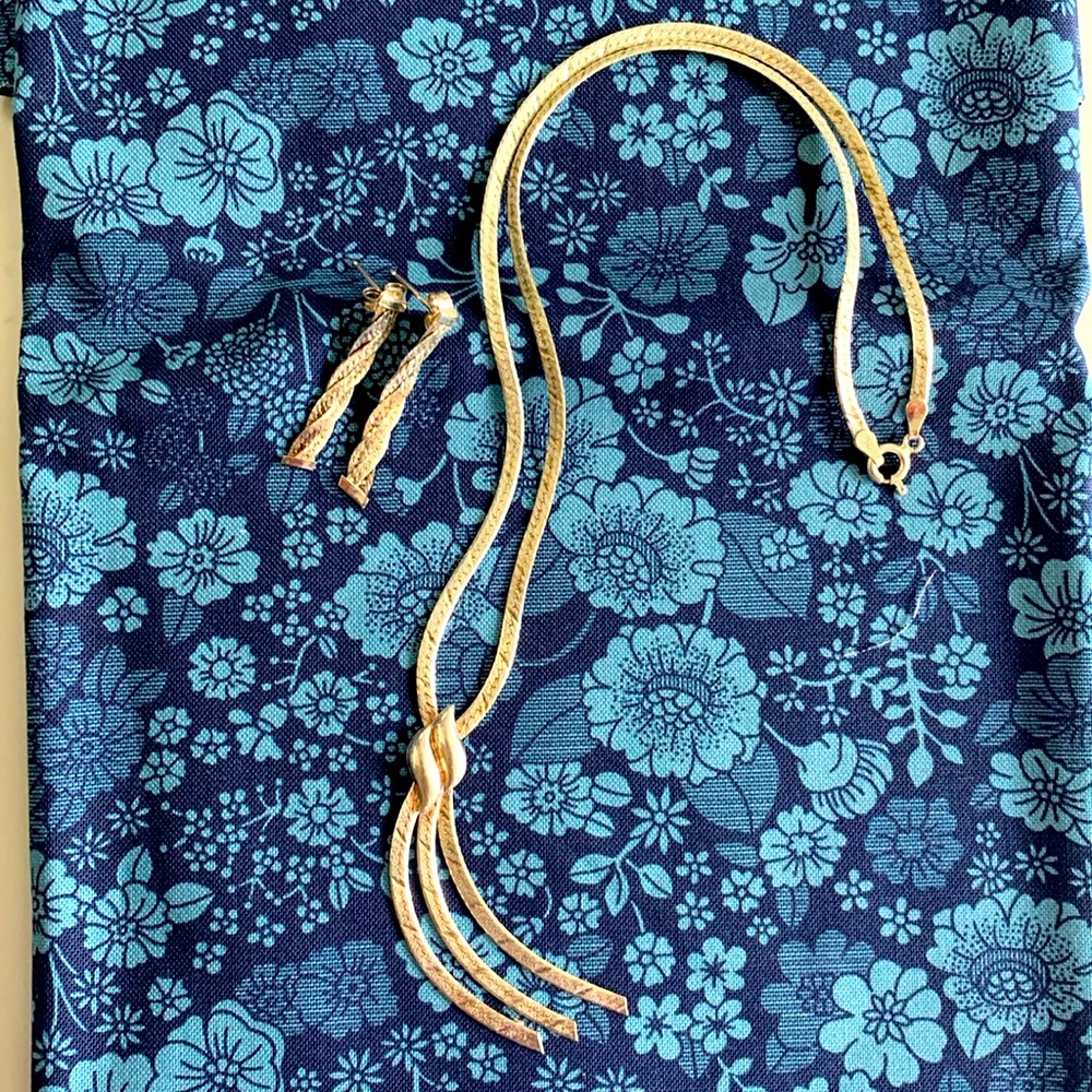 925 silver necklace (Italy) and earrings. EUC.